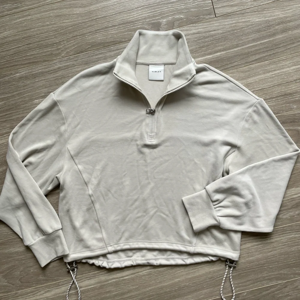 Varley Women’s Half Zip Sweater Drawcord Hem Midlayer Sz S Cream NWOT - Picture 4 of 9
